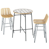 Gardeon 3-Piece Outdoor Bar Set Wicker Table Chairs Patio Bistro Chez Guru
